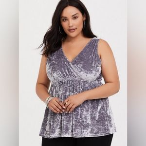 EUC Torrid Size 1X Pink Velvet Surplice Babydoll Top